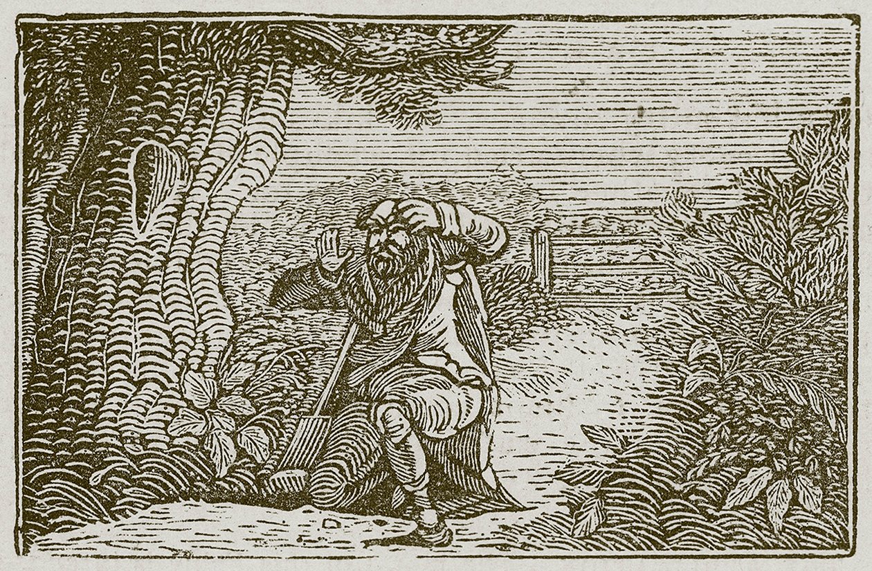 El hombre codicioso (grabado) de English School