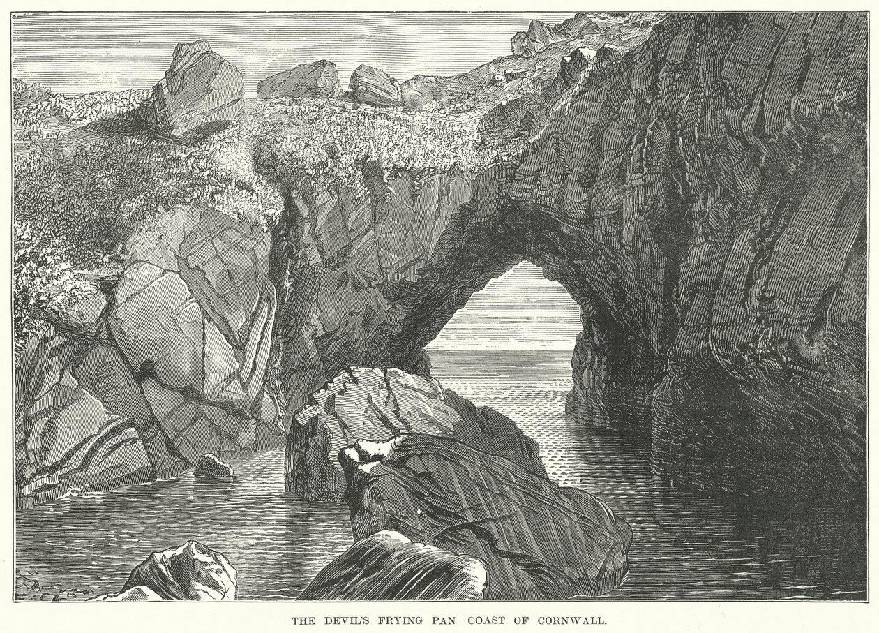 La sartén del diablo Costa de Cornualles (grabado) de English School
