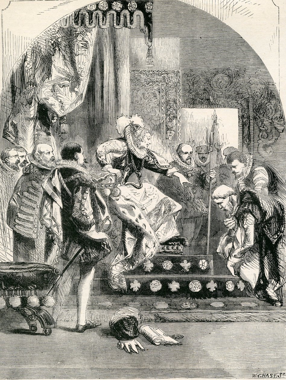 La destitución del Conde de Murray y el Abad de Kilwinning por Isabel, 1865 de English School