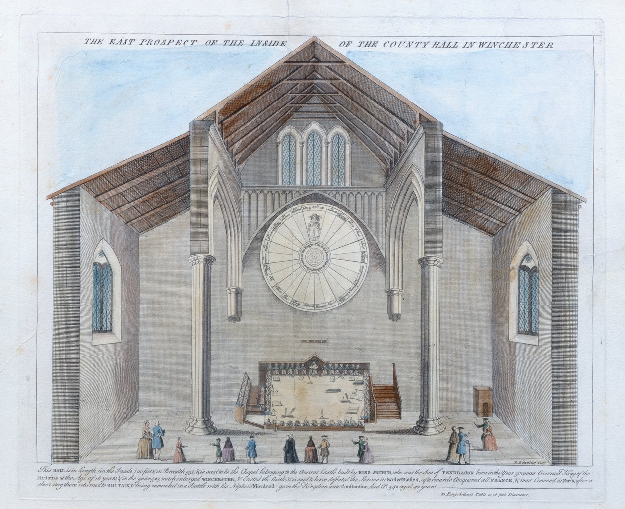 La perspectiva este del interior del County Hall en Winchester de English School