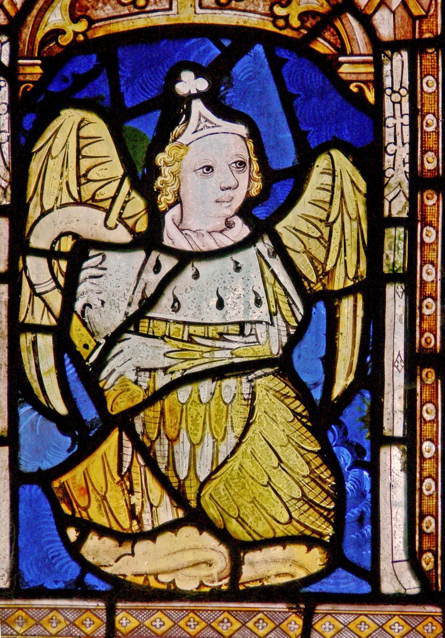 La ventana este que representa un ángel músico con cornamusa de English School