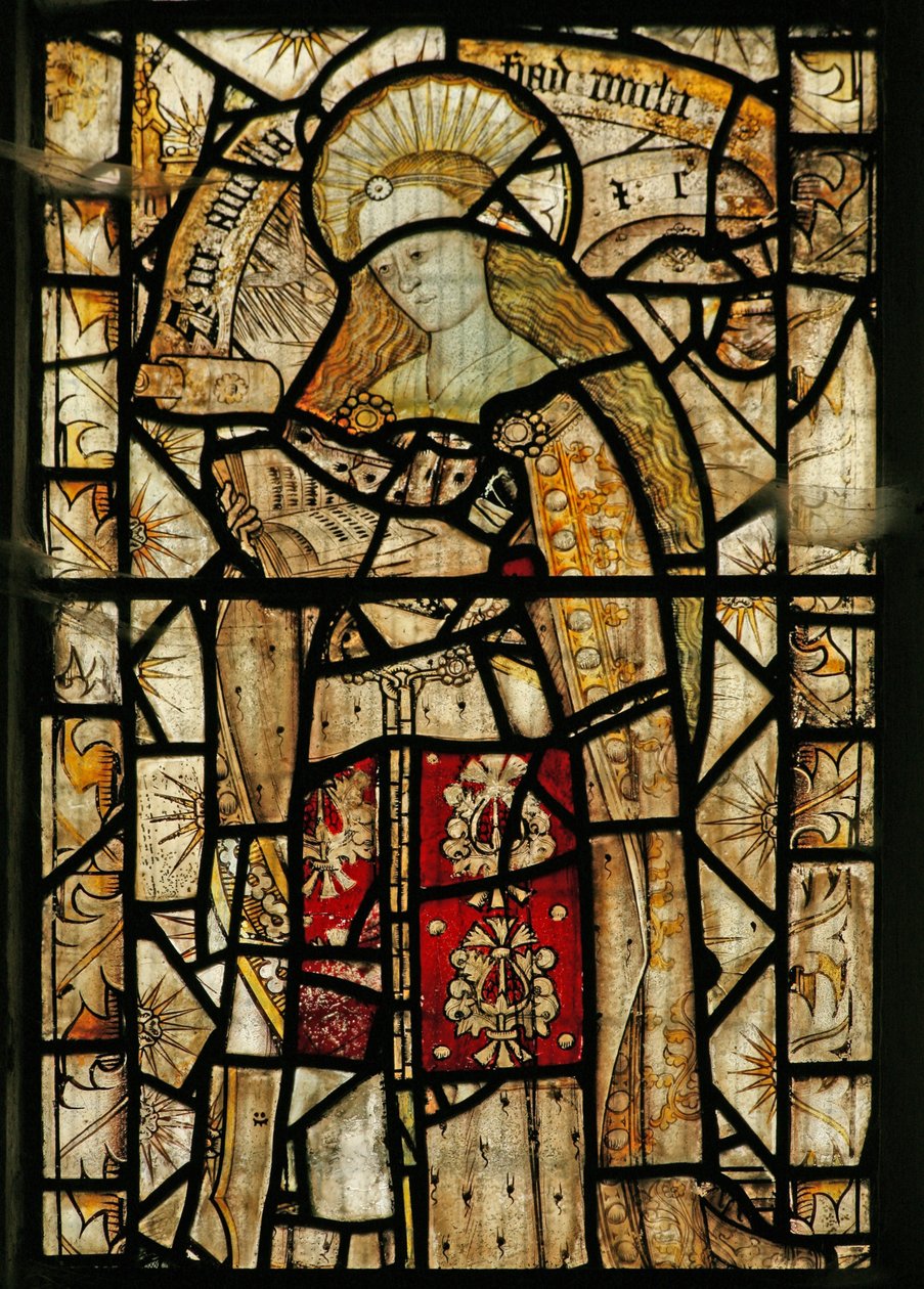 La ventana este (Ew) que representa a la Virgen María en la Anunciación de English School