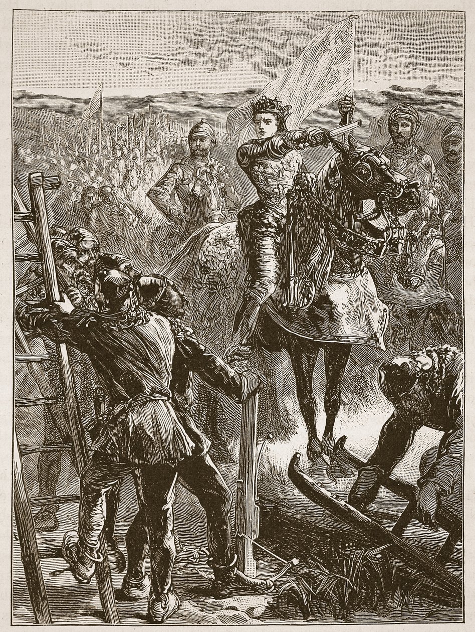Los ingleses ante Harfleur, ilustración de Cassells Illustrated History of England de English School