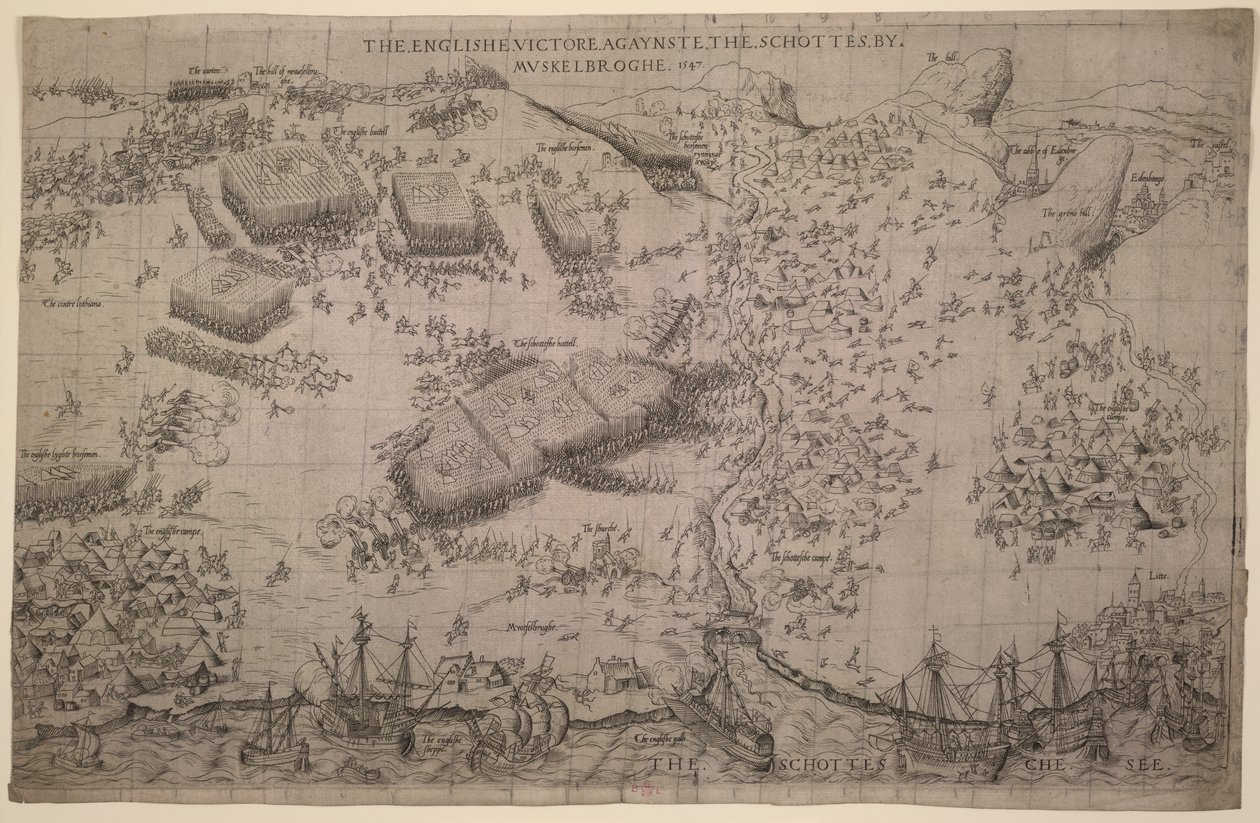 "La victoria inglesa contra los Schottes por Muskelbroghe" 1547 (grabado) de English School