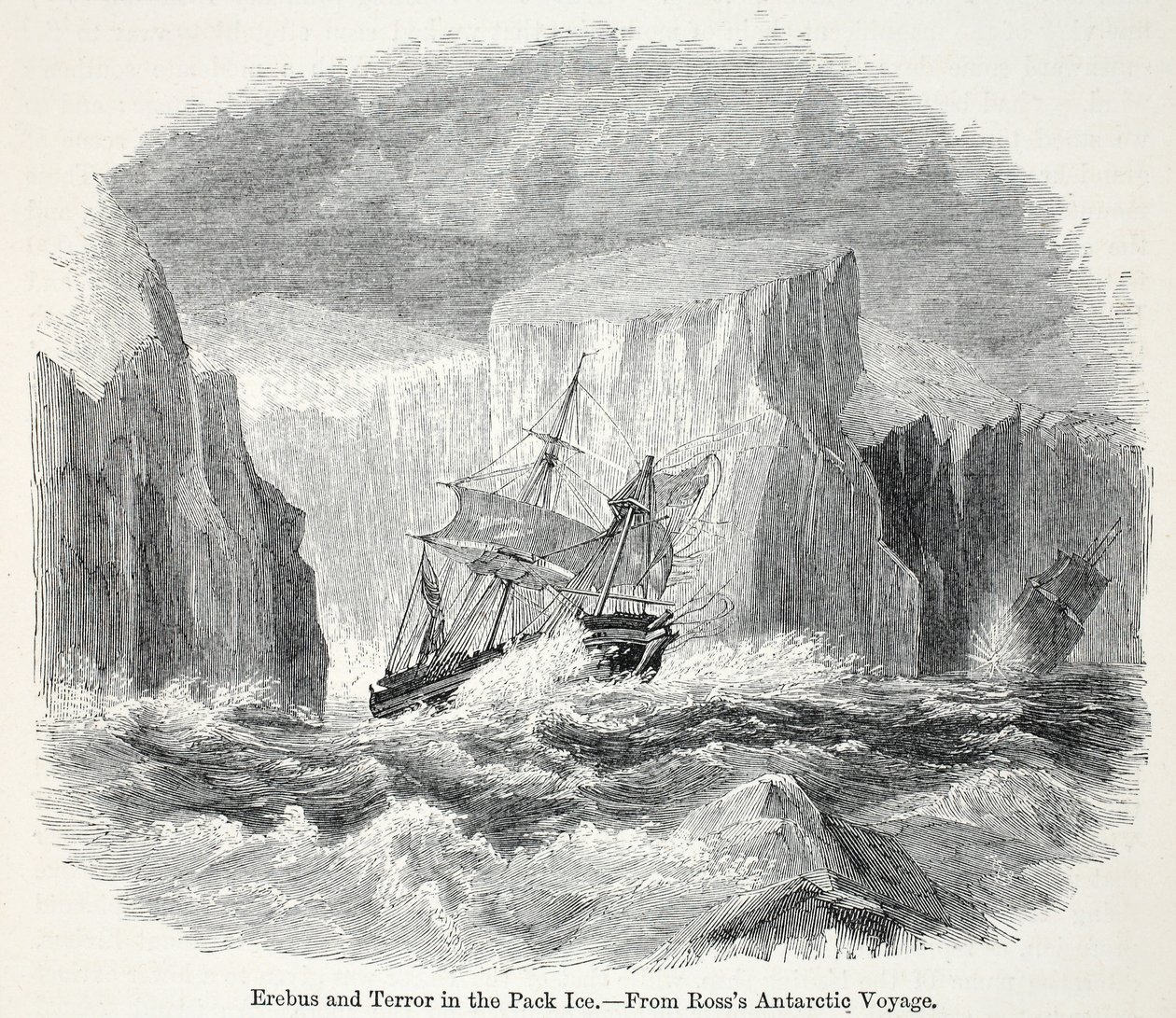 El Erebus y el Terror entre icebergs de English School