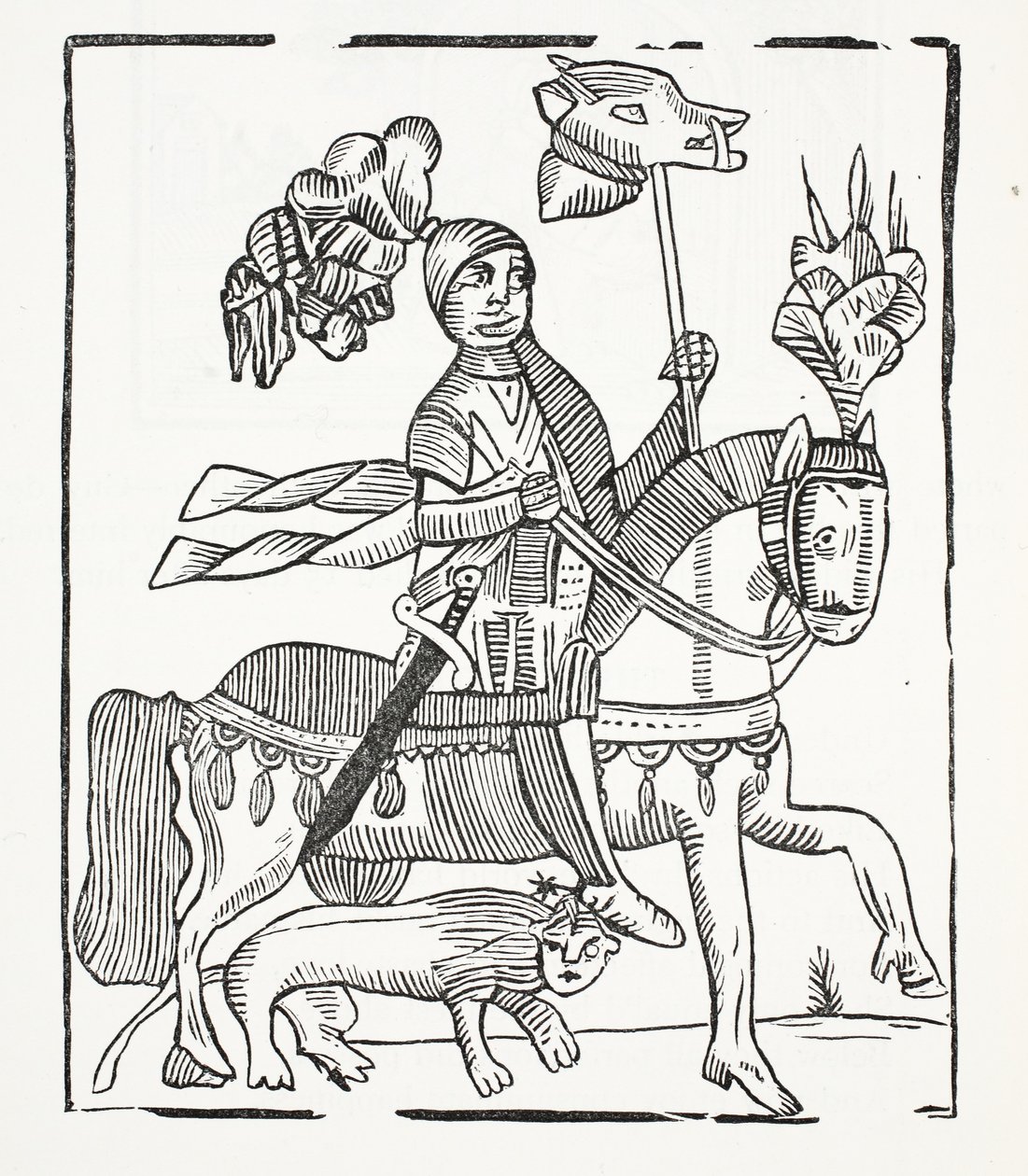 La famosa historia de Guy, Conde de Warwick, ilustración de Chap-books del Siglo XVIII de John Ashton, pub. 1882 de English School
