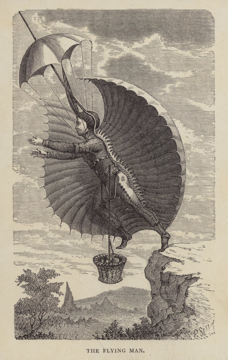El hombre volador (grabado) de English School