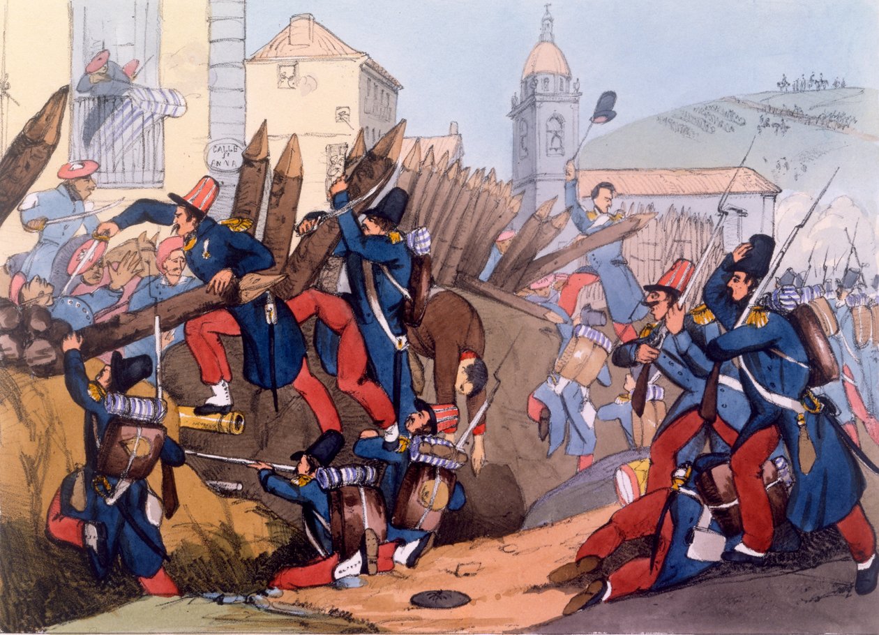 La Legión Francesa asaltando una trinchera carlista, 1837 de English School