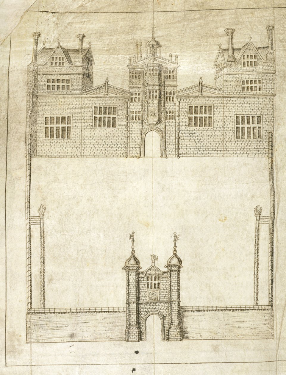 El frente de Wilton House (detalle) de English School