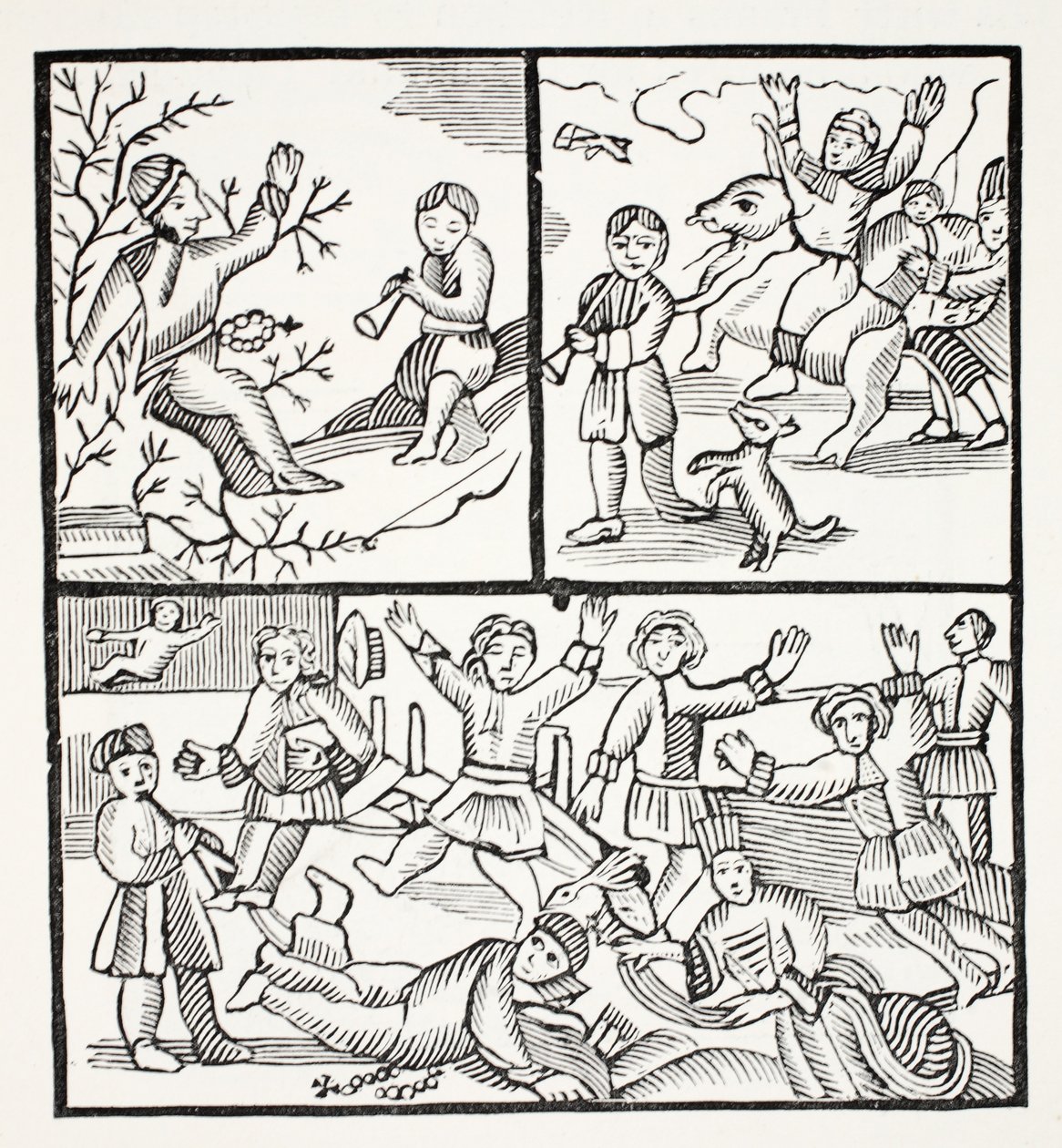 El fraile y el niño, ilustración de Chap-books del siglo XVIII de John Ashton, pub. 1882 de English School