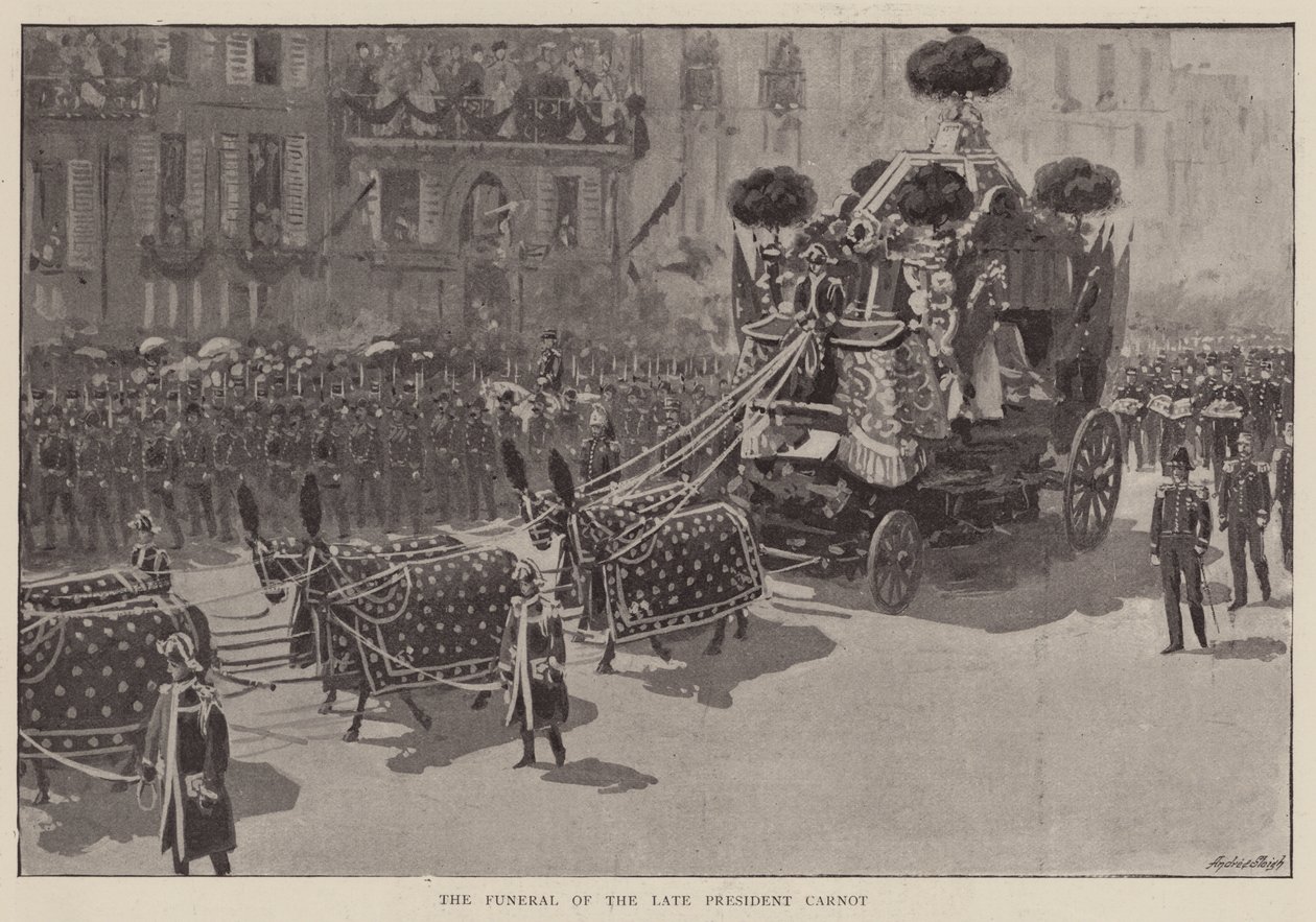 Funeral del difunto Presidente Carnot (litografía) de English School