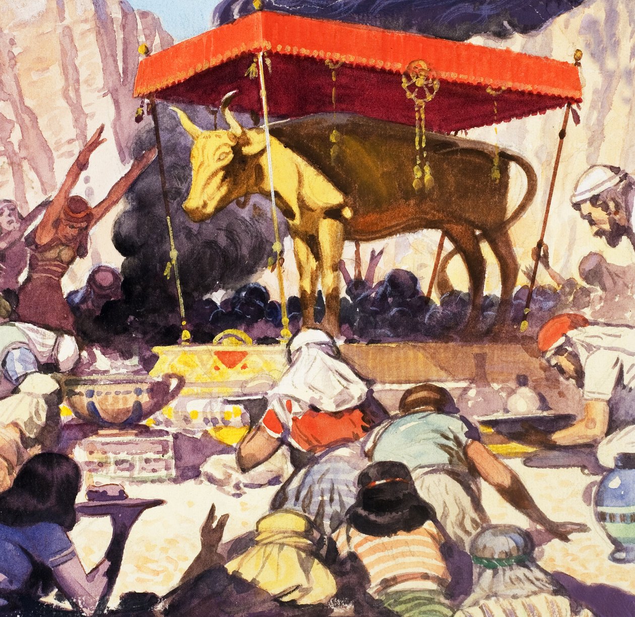 El Becerro de Oro (gouache sobre papel) de English School