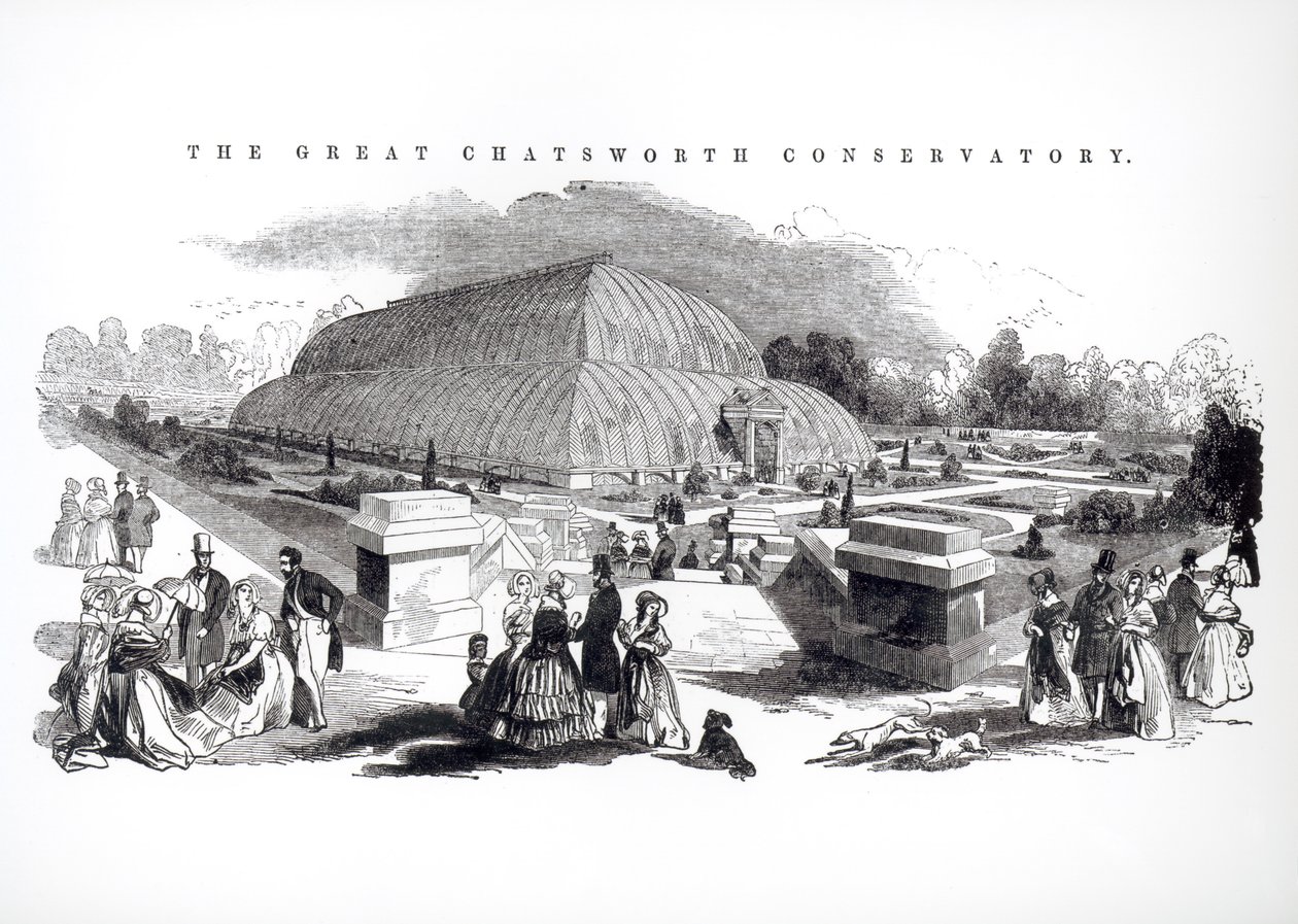 El Gran Invernadero en Chatsworth, 1844 de English School