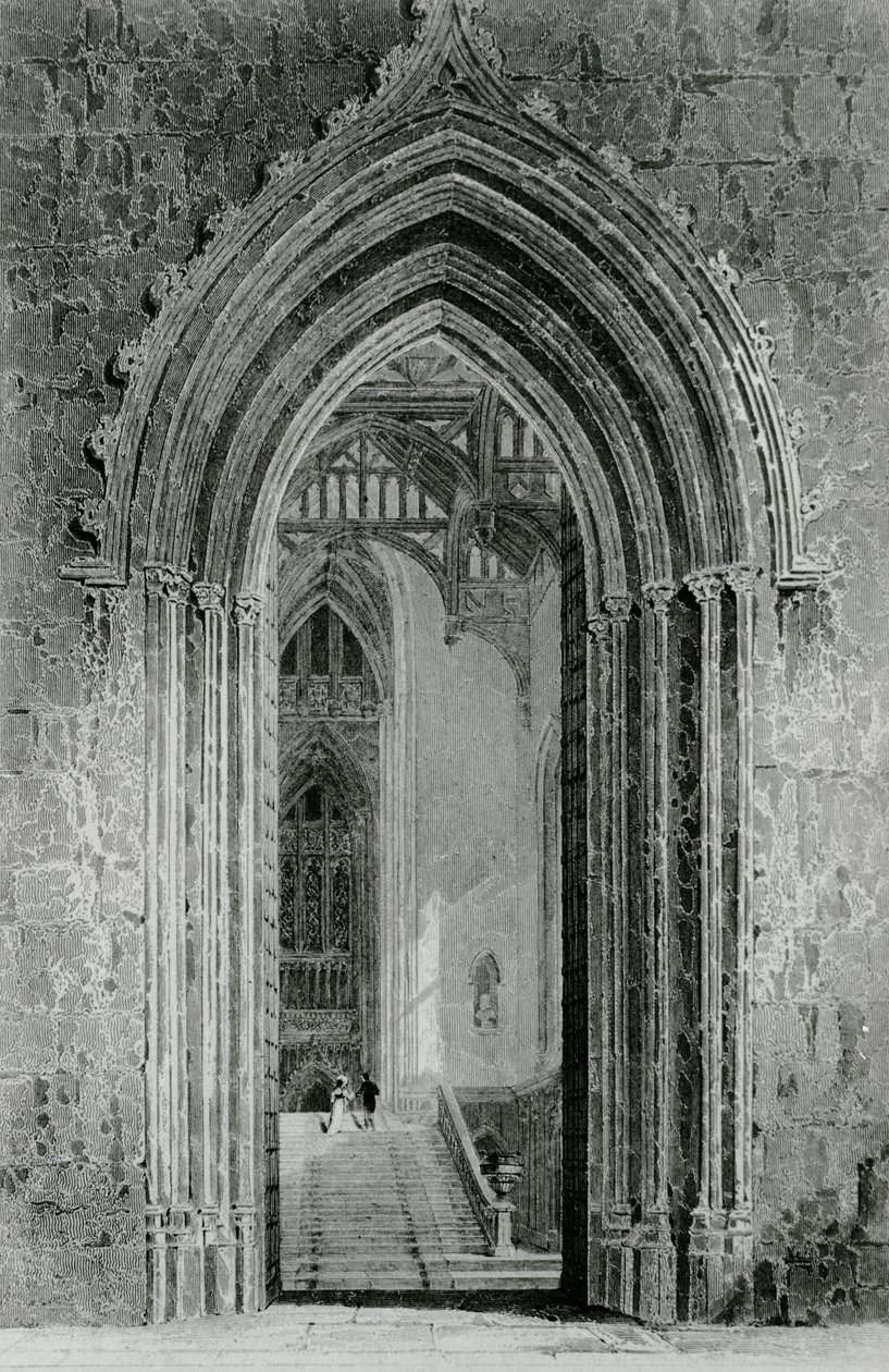 El Gran Salón Occidental que conduce al Gran Salón, o Octágono, Fonthill Abbey, 1824 de English School