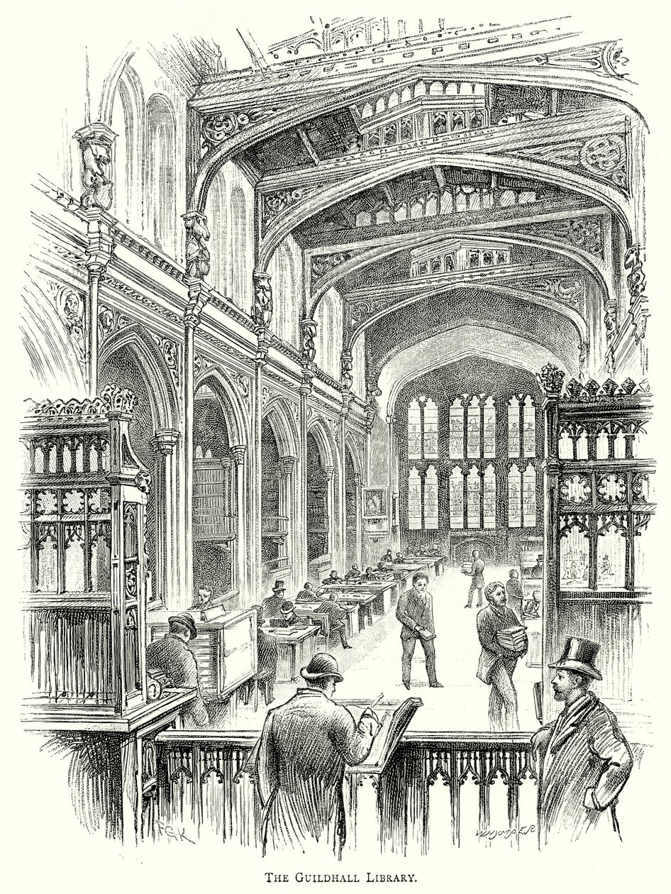 Biblioteca Guildhall (grabado) de English School