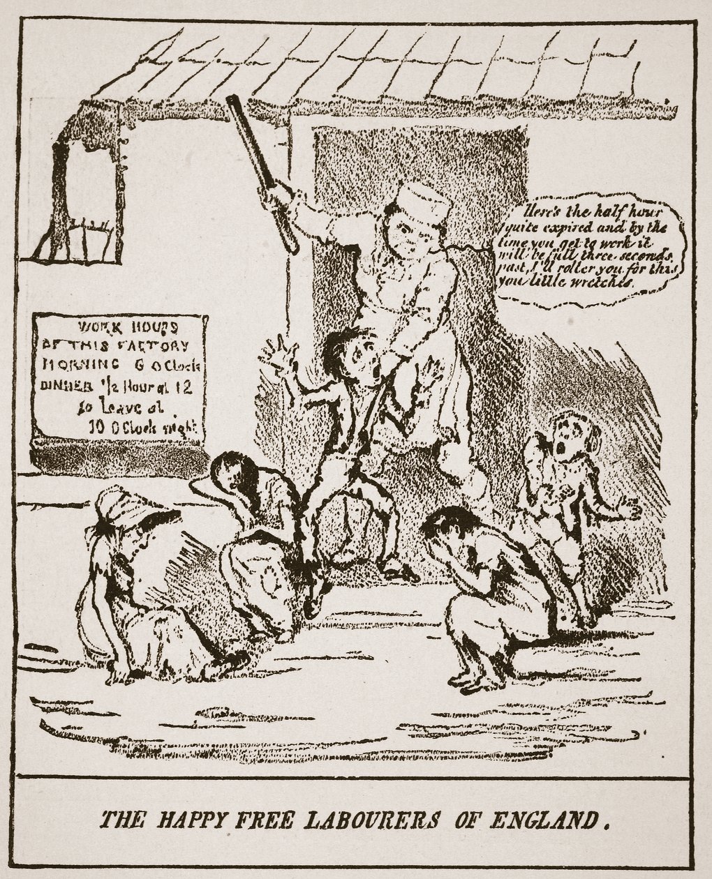 Los felices trabajadores libres de Inglaterra, de una impresión publicada en 1833, ilustración de The Church of England: A History for the People por H.D.M. Spence-Jones de English School