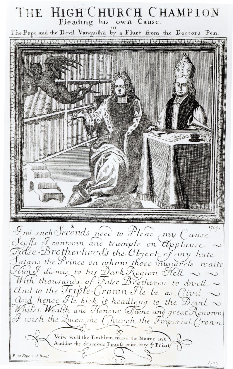 El Campeón de la Alta Iglesia, Defendiendo su propia causa, 1709 de English School