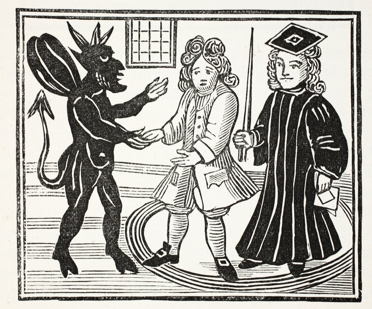 La historia del Dr. John Faustus, ilustración de Chap-books of the Eighteenth Century por John Ashton, pub. 1882 de English School