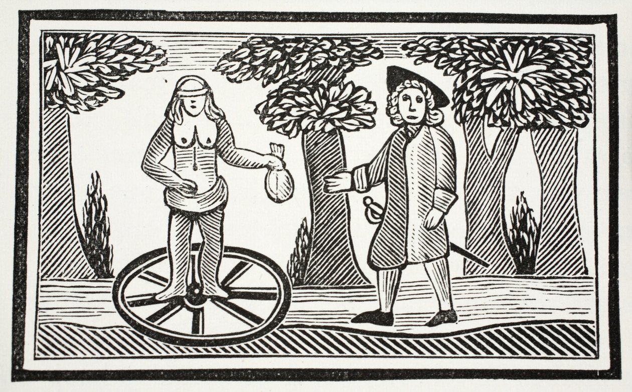La historia de Fortunato, ilustración de Chap-books del Siglo XVIII de John Ashton, pub. 1882 de English School
