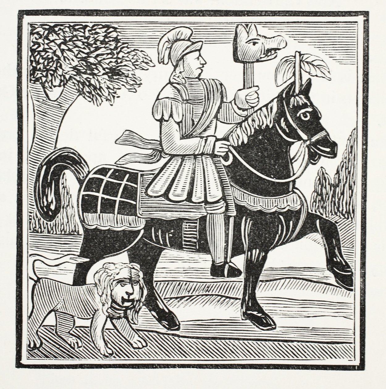 La historia de Guy, Conde de Warwick, ilustración de Chap-books del Siglo XVIII de John Ashton, pub. 1882 de English School