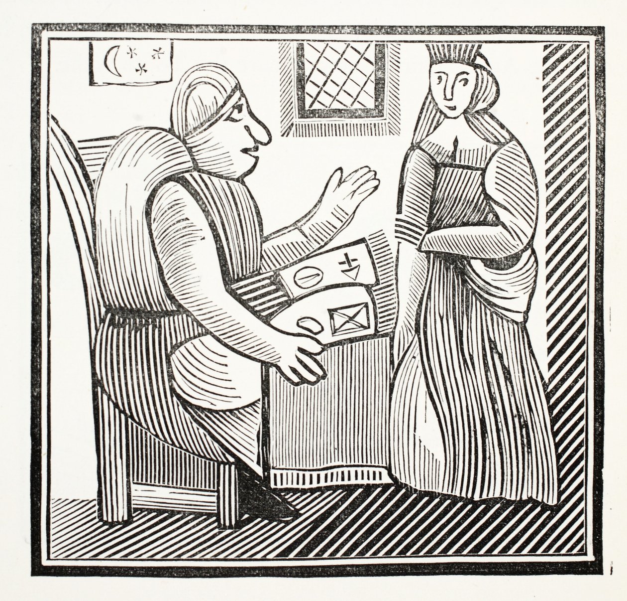 La historia de Madre Bunch del Oeste, ilustración de Chap-books del Siglo XVIII de John Ashton, pub. 1882 de English School