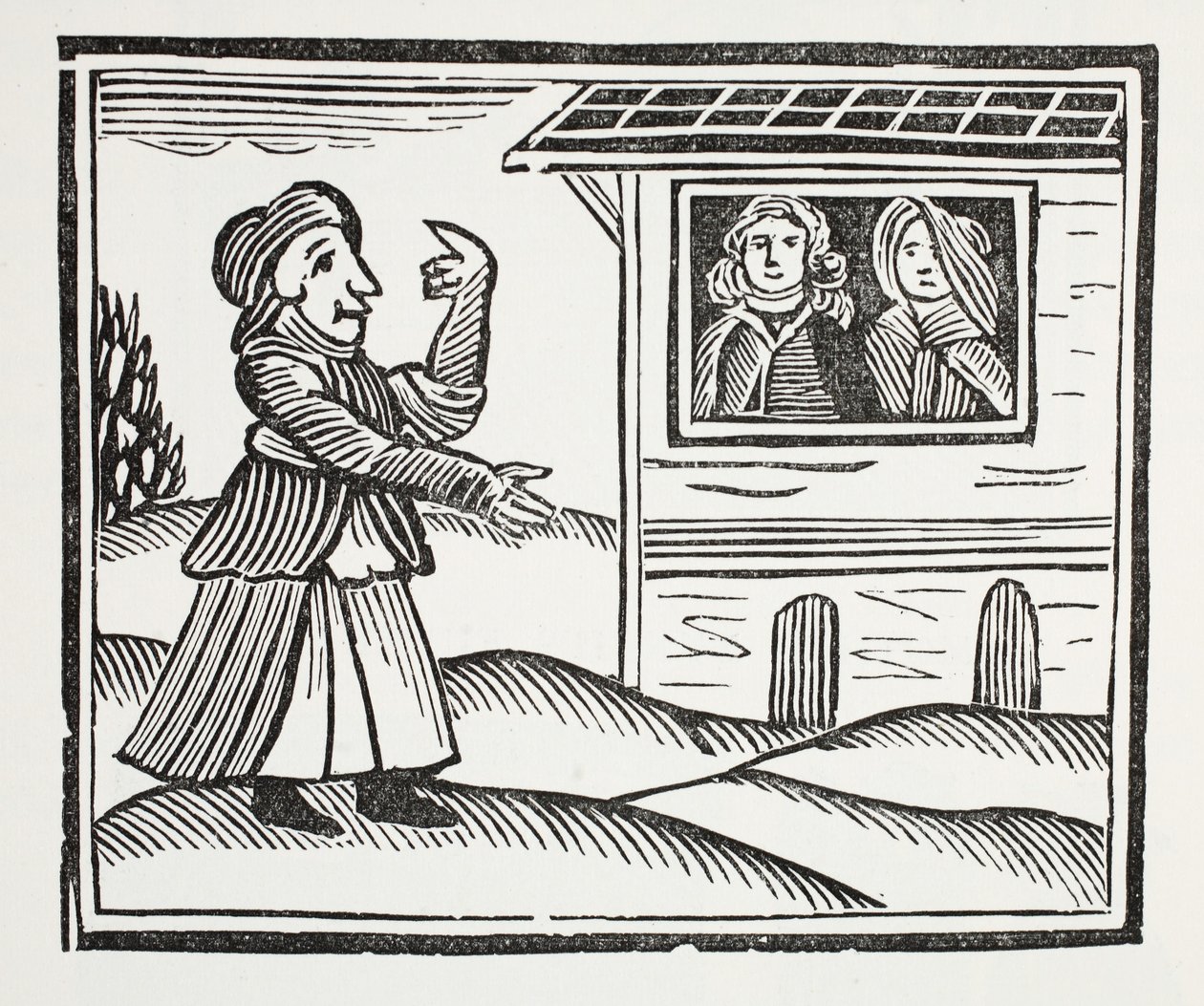 La historia de Madre Shipton, ilustración de Chap-books del Siglo XVIII de John Ashton, pub. 1882 de English School