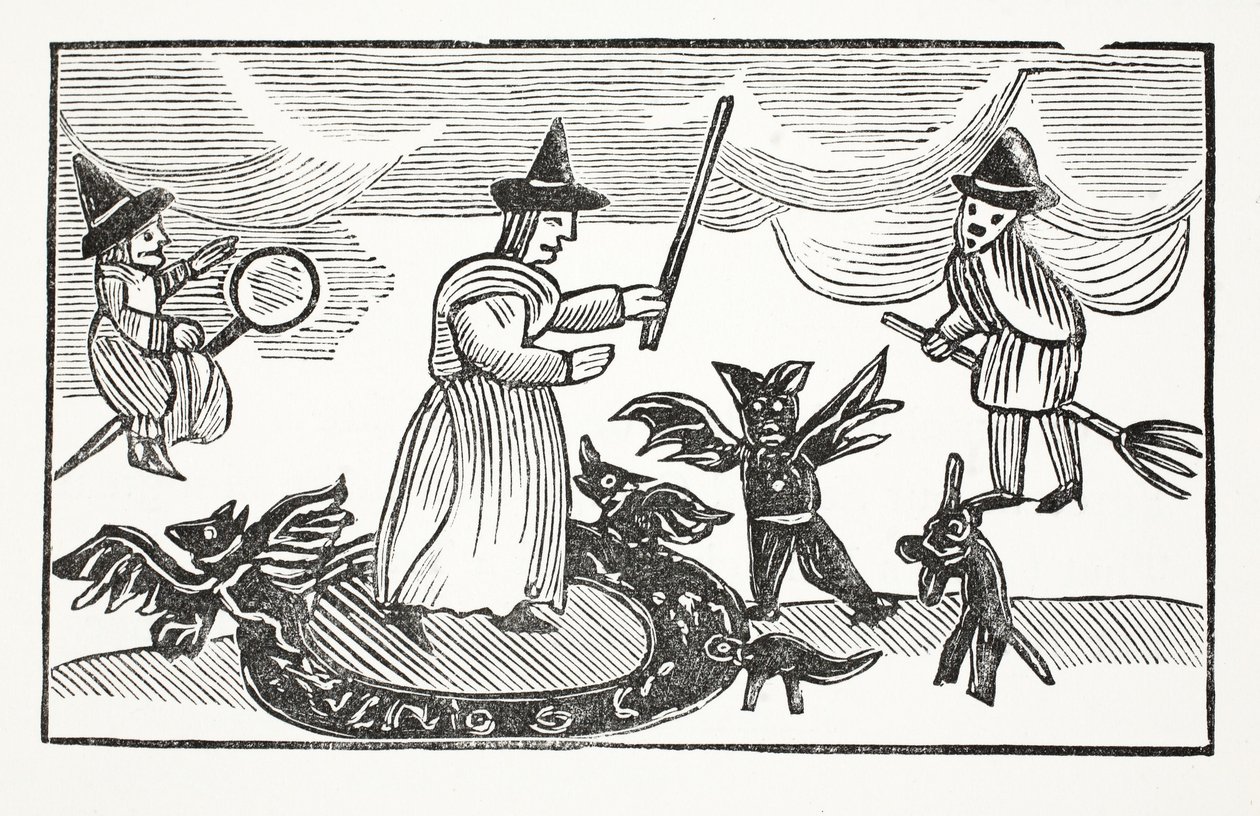 La historia de Madre Shipton, ilustración de Chap-books del Siglo XVIII de John Ashton, pub. 1882 de English School