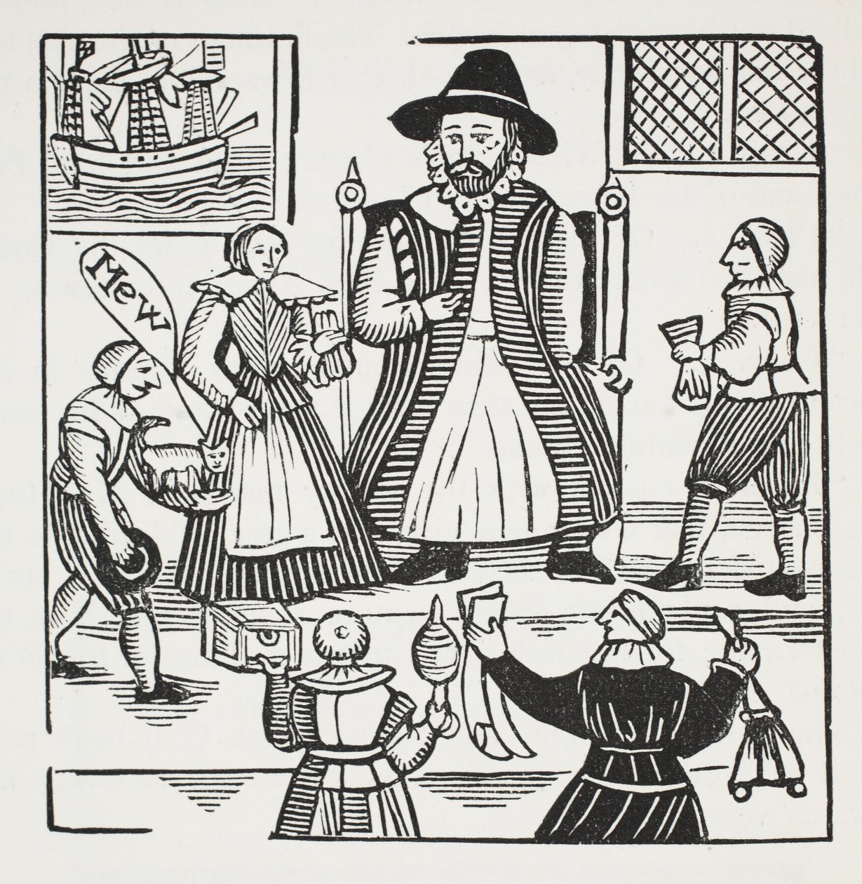 La historia de Sir Richard Whittington, tres veces alcalde de Londres, ilustración de Chap-books del siglo XVIII de John Ashton, pub. 1882 de English School