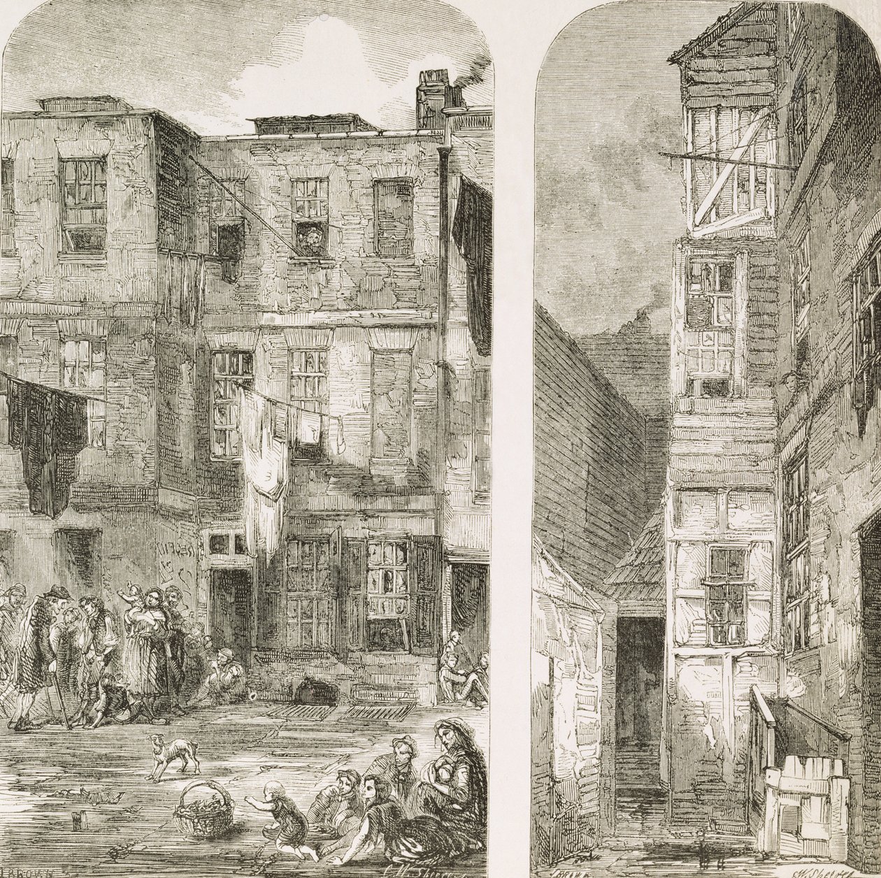 Las casas de los pobres de Londres, de "The Builder Magazine". de English School