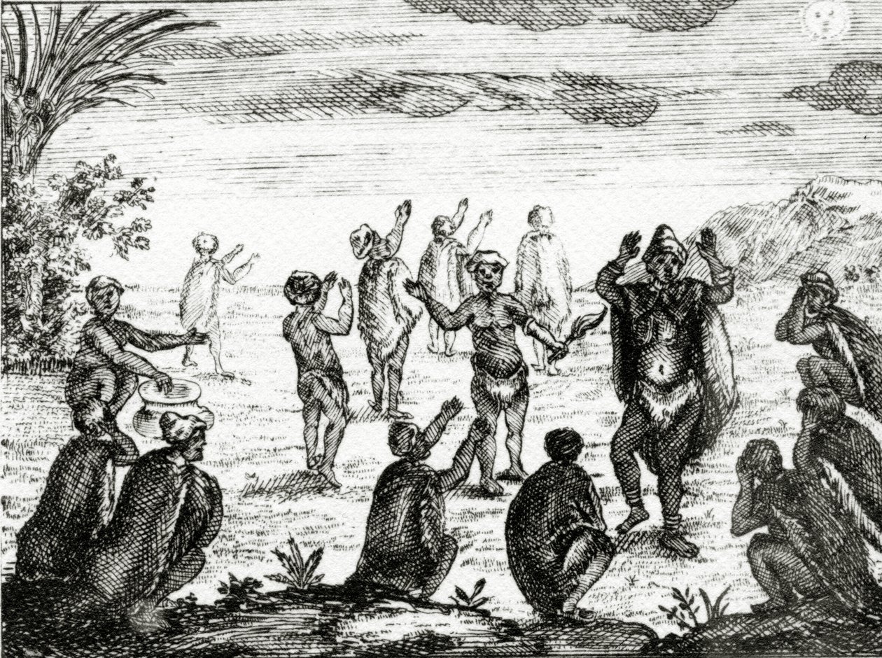 Los hotentotes adoran la luna, ilustración de 