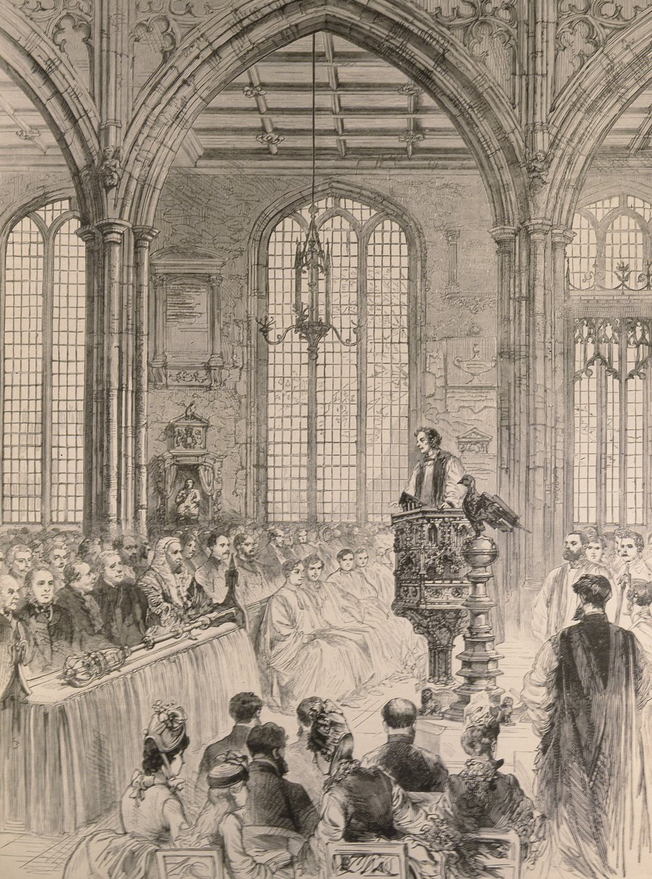 La Cámara de los Comunes asistiendo en estado al servicio del Jubileo en la iglesia de St. Margaret, Westminster, de The Illustrated London News, 28 de mayo de 1887 de English School