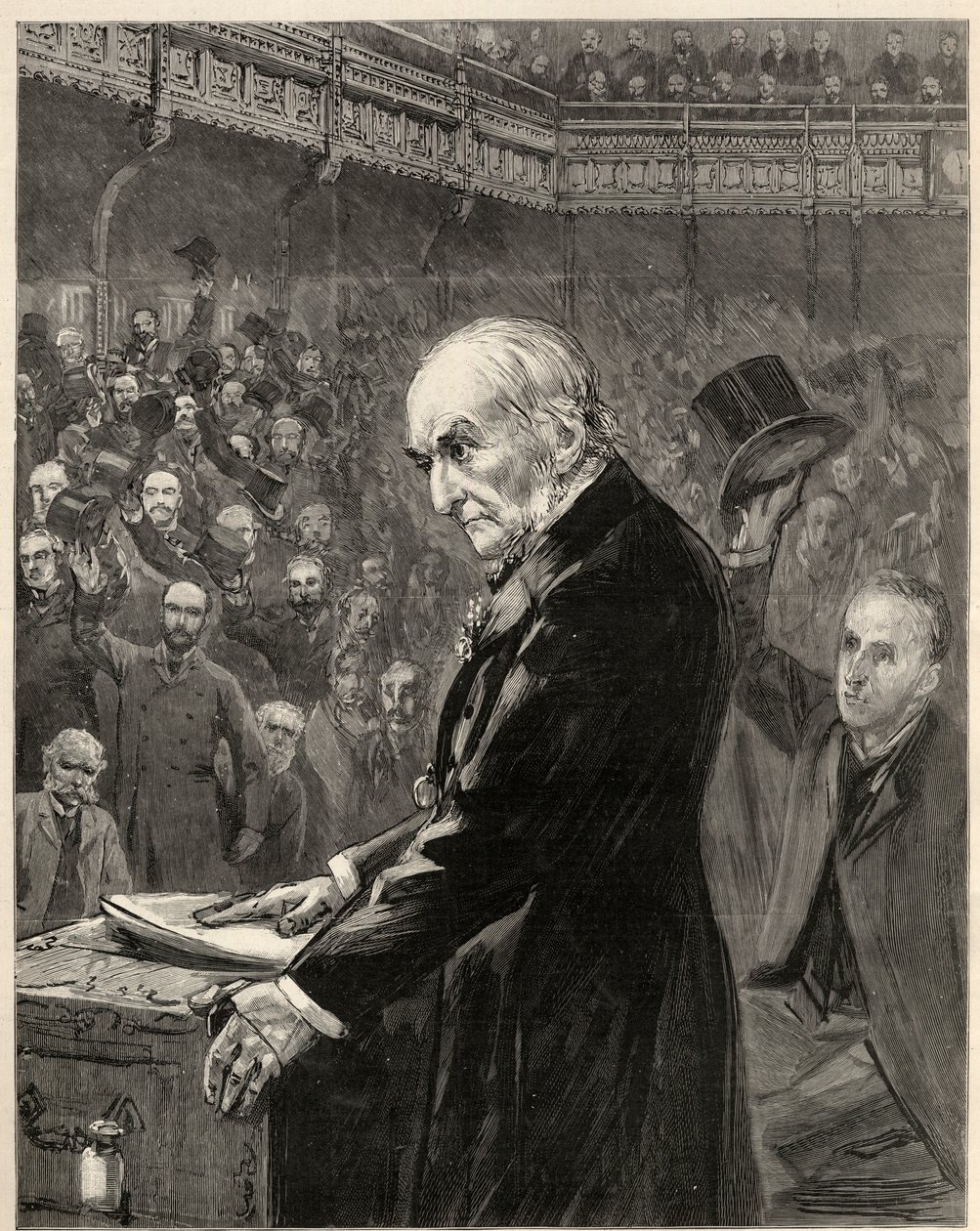 La Cámara de los Comunes, 13 de febrero de 1893: William Ewart Gladstone, Primer Ministro Liberal, introduce el Segundo Proyecto de Ley de Autonomía de English School