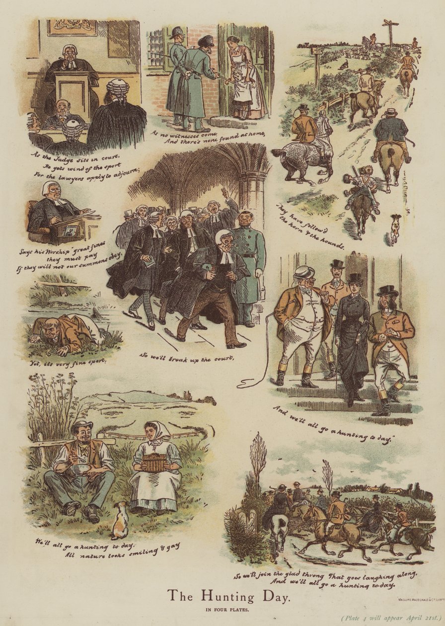 El día de la caza (cromolito) de English School