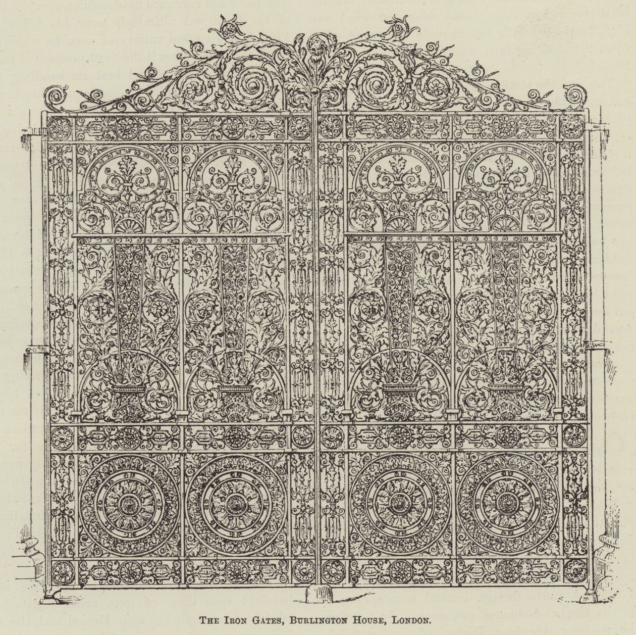 Las puertas de hierro, Burlington House, Londres (grabado) de English School