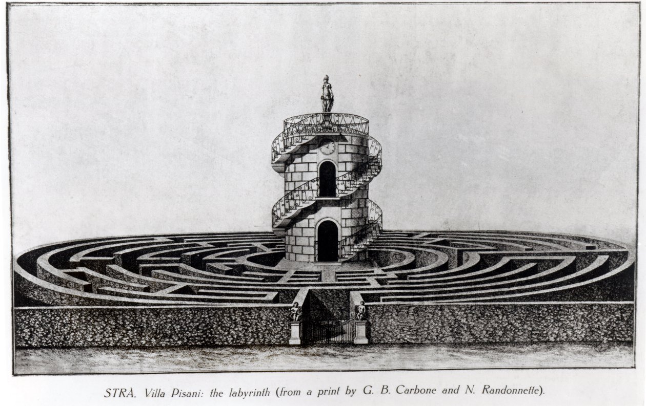 El Laberinto de la Villa Pisani en Stra, después de una impresión de Giovanni Battista Carboni (1723-83) y N. Randonnette de English School