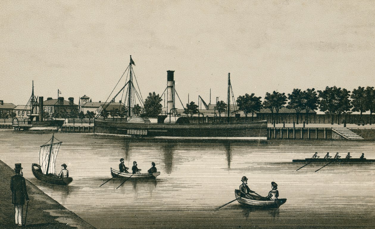 The Landing Stage River View, Ipswich (litografía) de English School