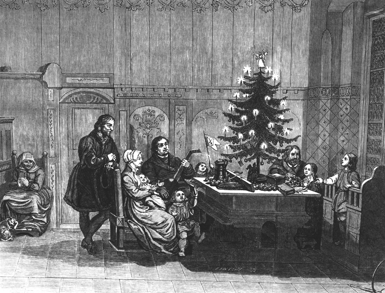 La Leyenda de las Primeras Velas del Árbol de Navidad, mediados del siglo XVIII de English School
