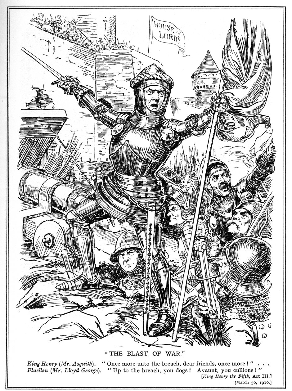 Los liberales, liderados por Asquith y Lloyd George, atacan la Cámara de los Lores, 1910 de English School