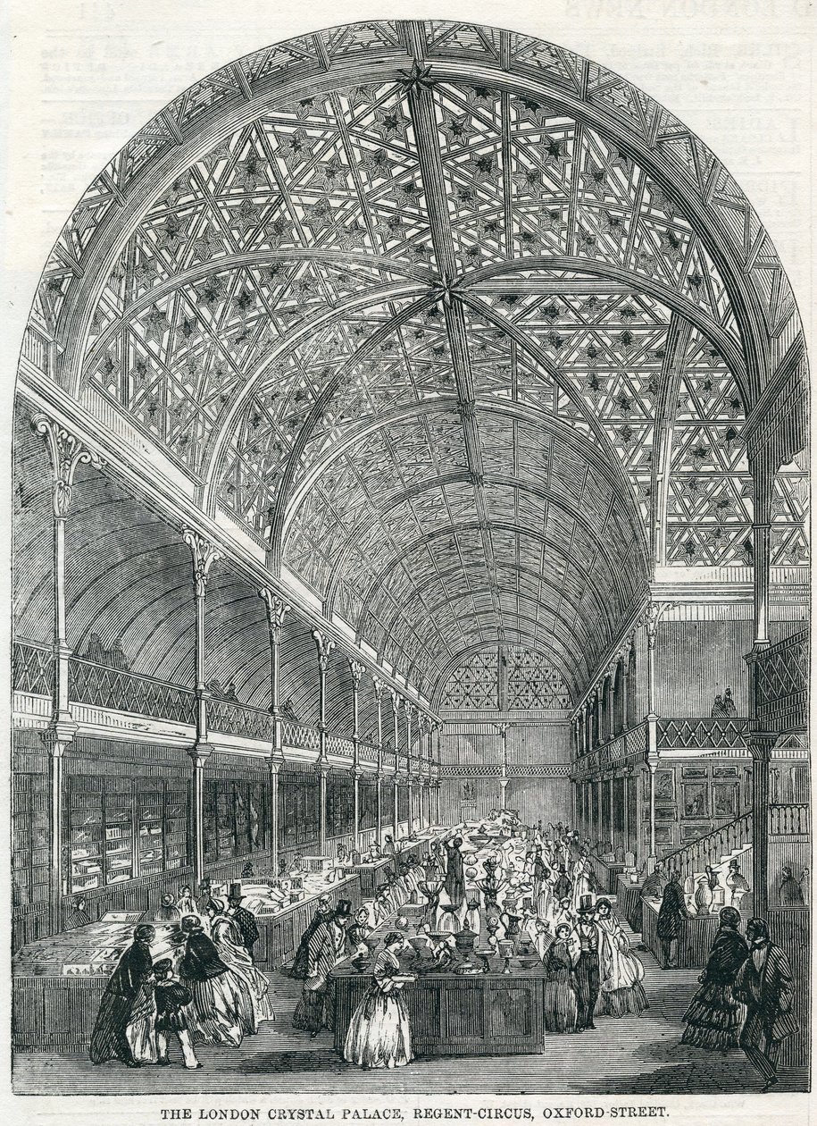 El Palacio de Cristal de Londres, Regent Circus, Oxford Street, 1858 de English School