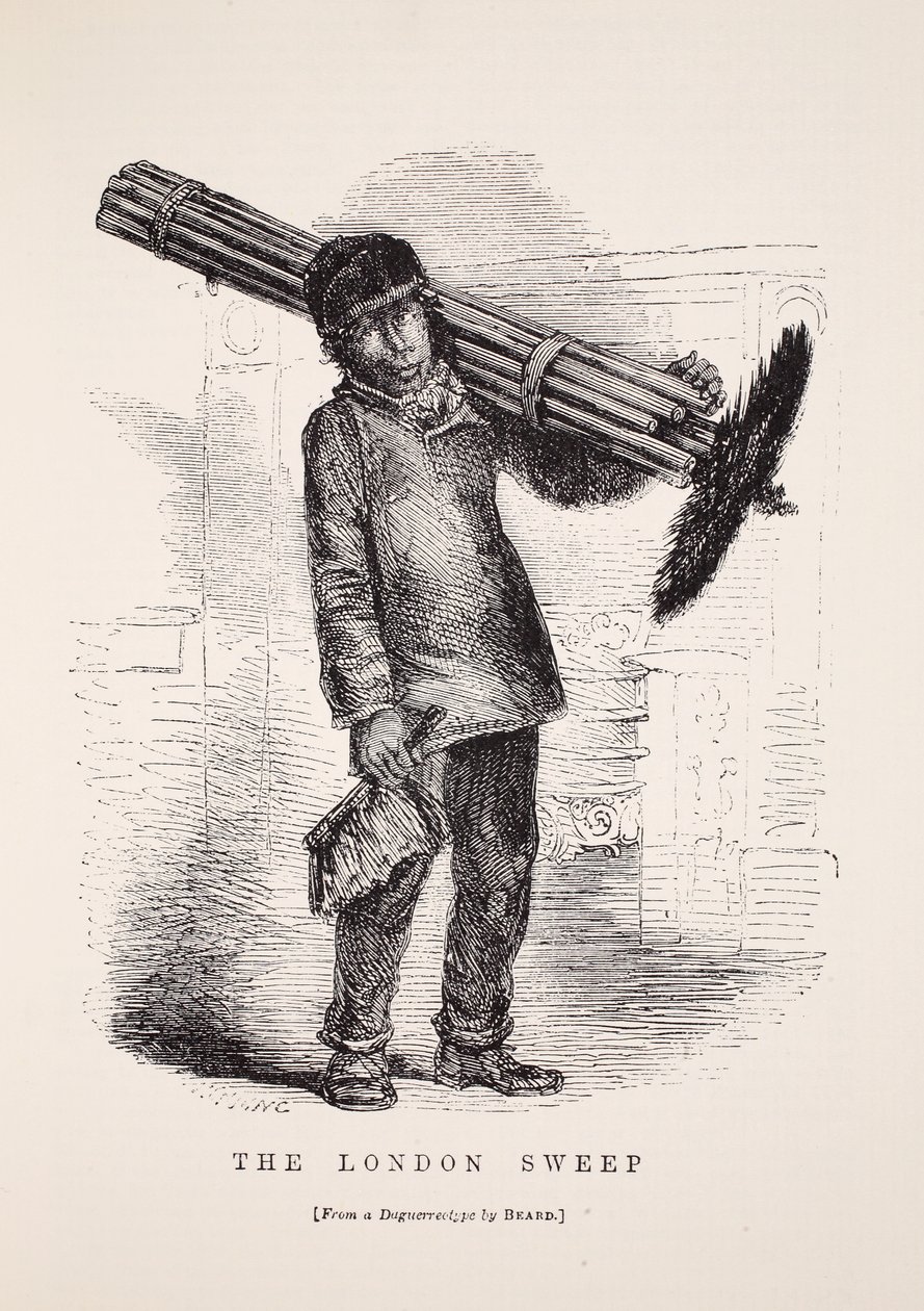 El barrendero de Londres, ilustración de London Labour and London Poor de Henry Mayhew, pub. 1862 de English School