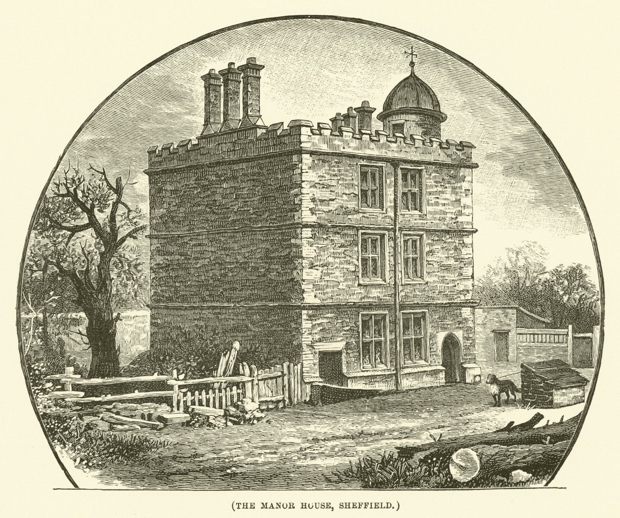 The Manor House, Sheffield (grabado) de English School