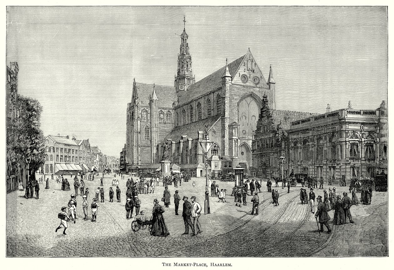 La plaza del mercado, Haarlem (grabado) de English School