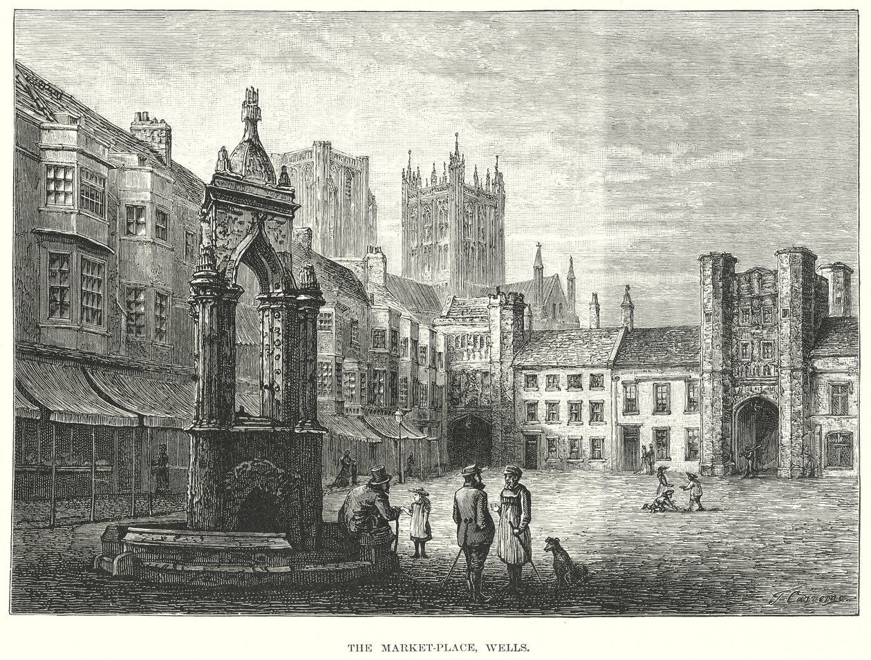 The Market-Place, Wells (grabado) de English School