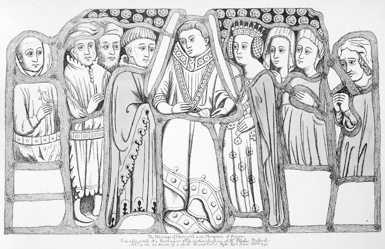 El matrimonio de Enrique VI y Margarita de Anjou, pub. por J. Carter Hamilton, 1793 de English School