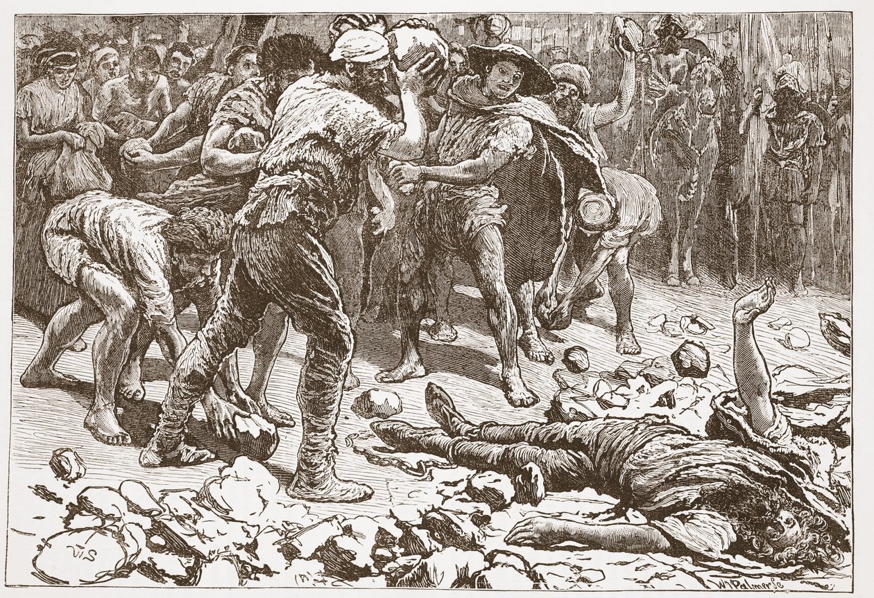 El martirio de Constantino de Samosata, ilustración de "The History of Protestantism" de James Aitken Wylie (1808-1890), pub. 1878 (grabado) de English School