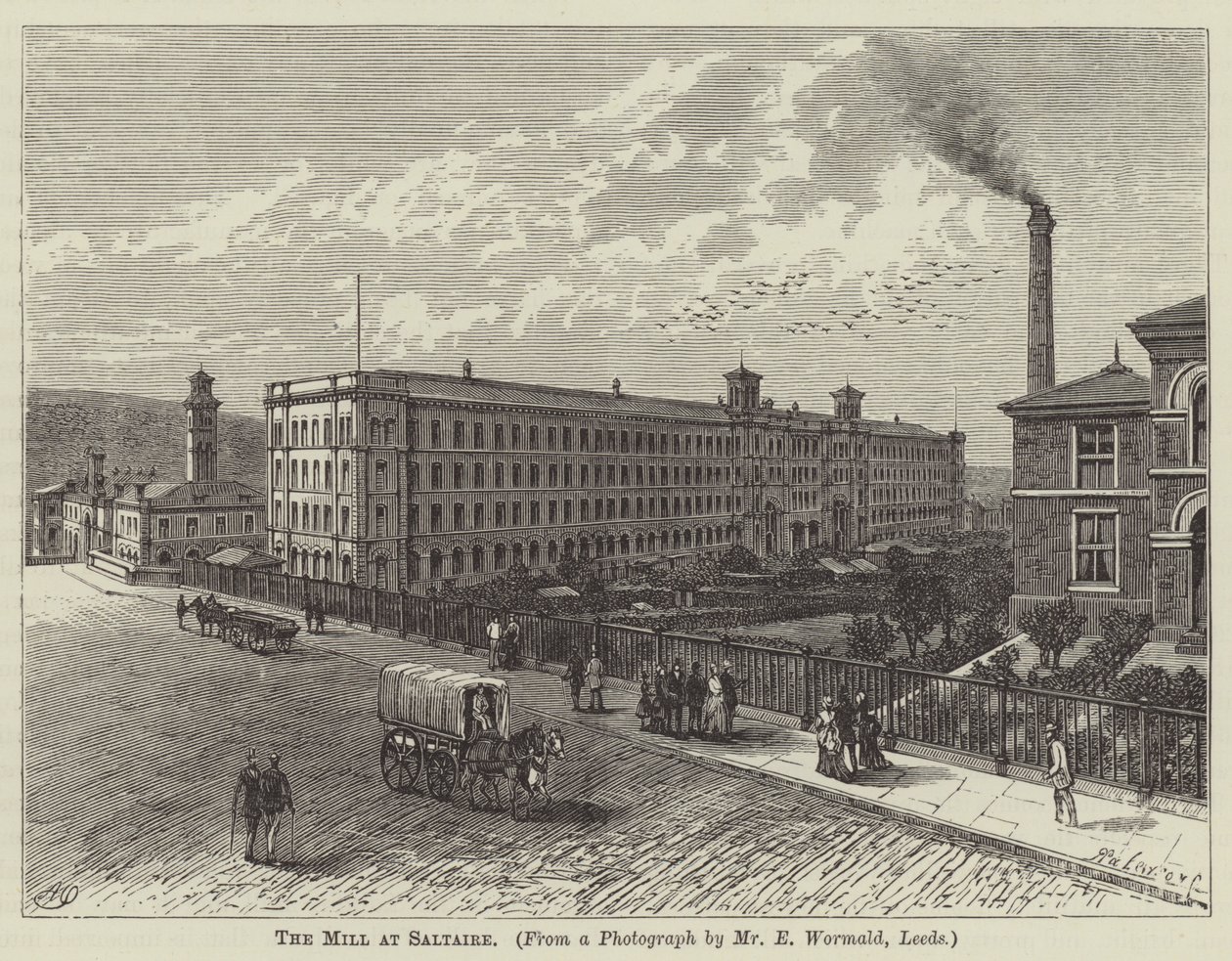 El molino de Saltaire (grabado) de English School