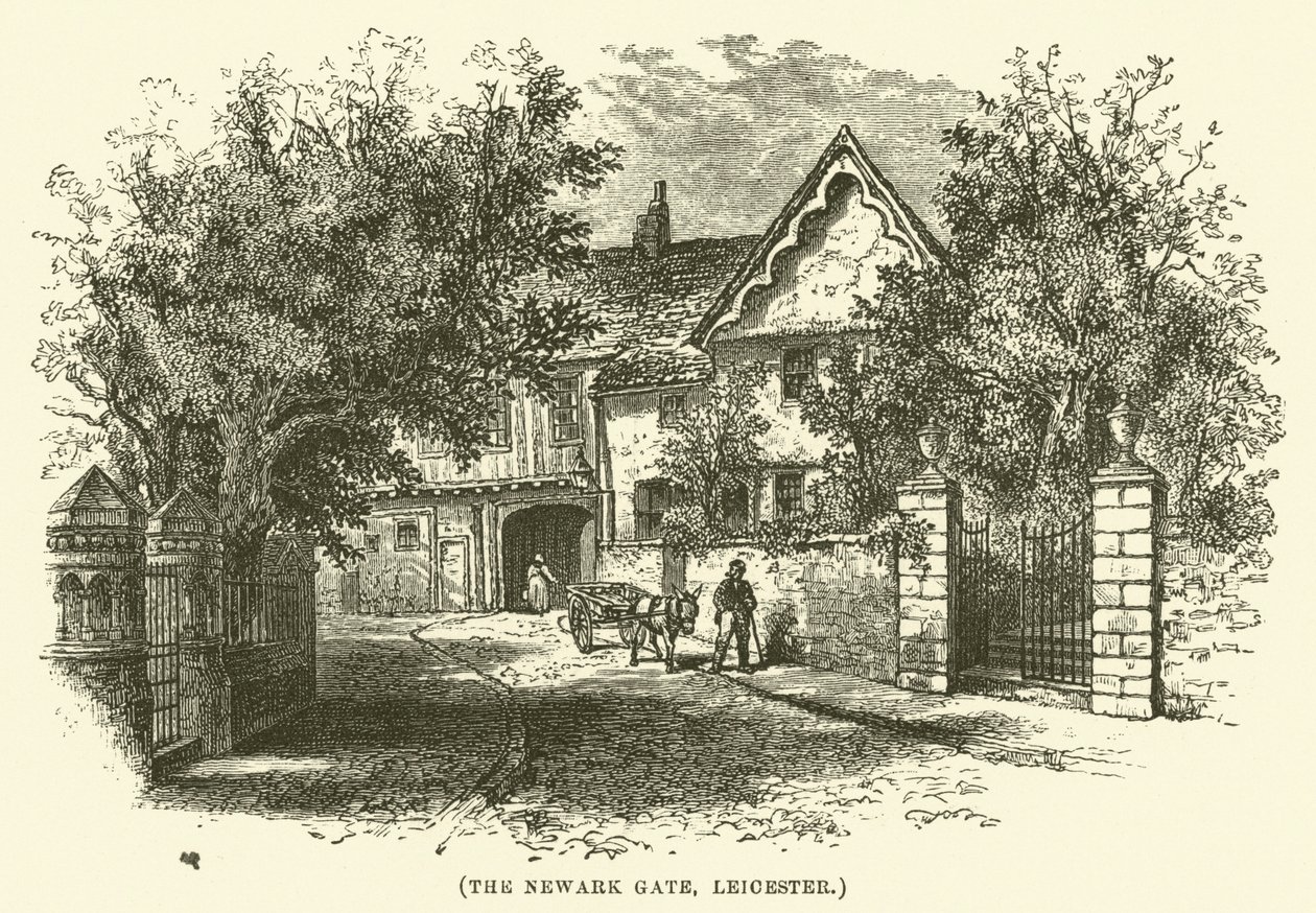 La Puerta de Newark, Leicester (grabado) de English School
