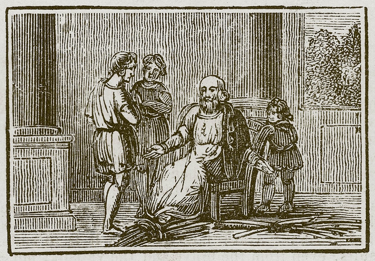 El viejo y sus hijos (grabado) de English School