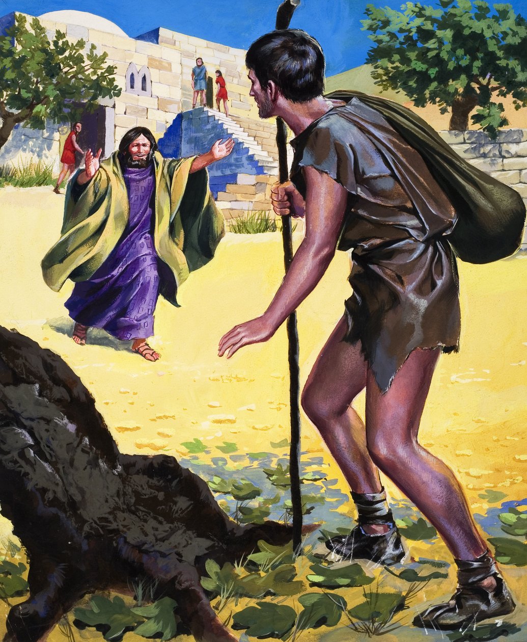 La parábola del hijo pródigo (gouache sobre papel) de English School