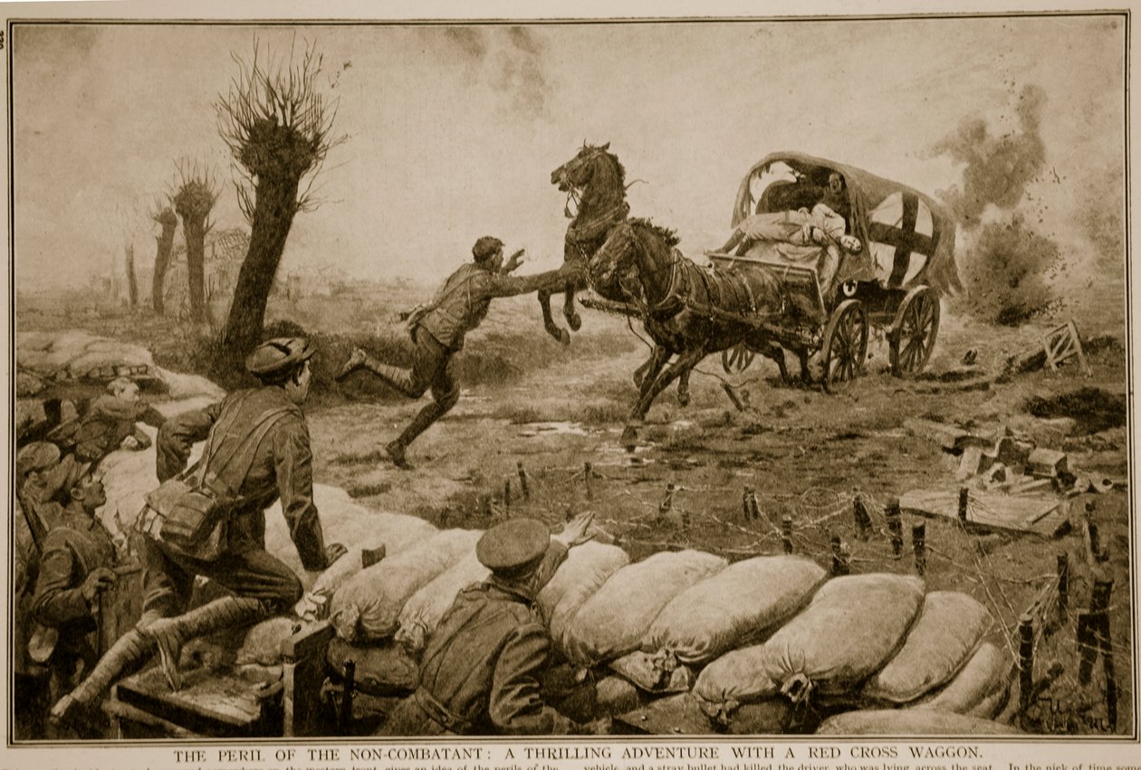 El peligro del no combatiente, una aventura emocionante con un carro de la Cruz Roja, 1914-19 de English School